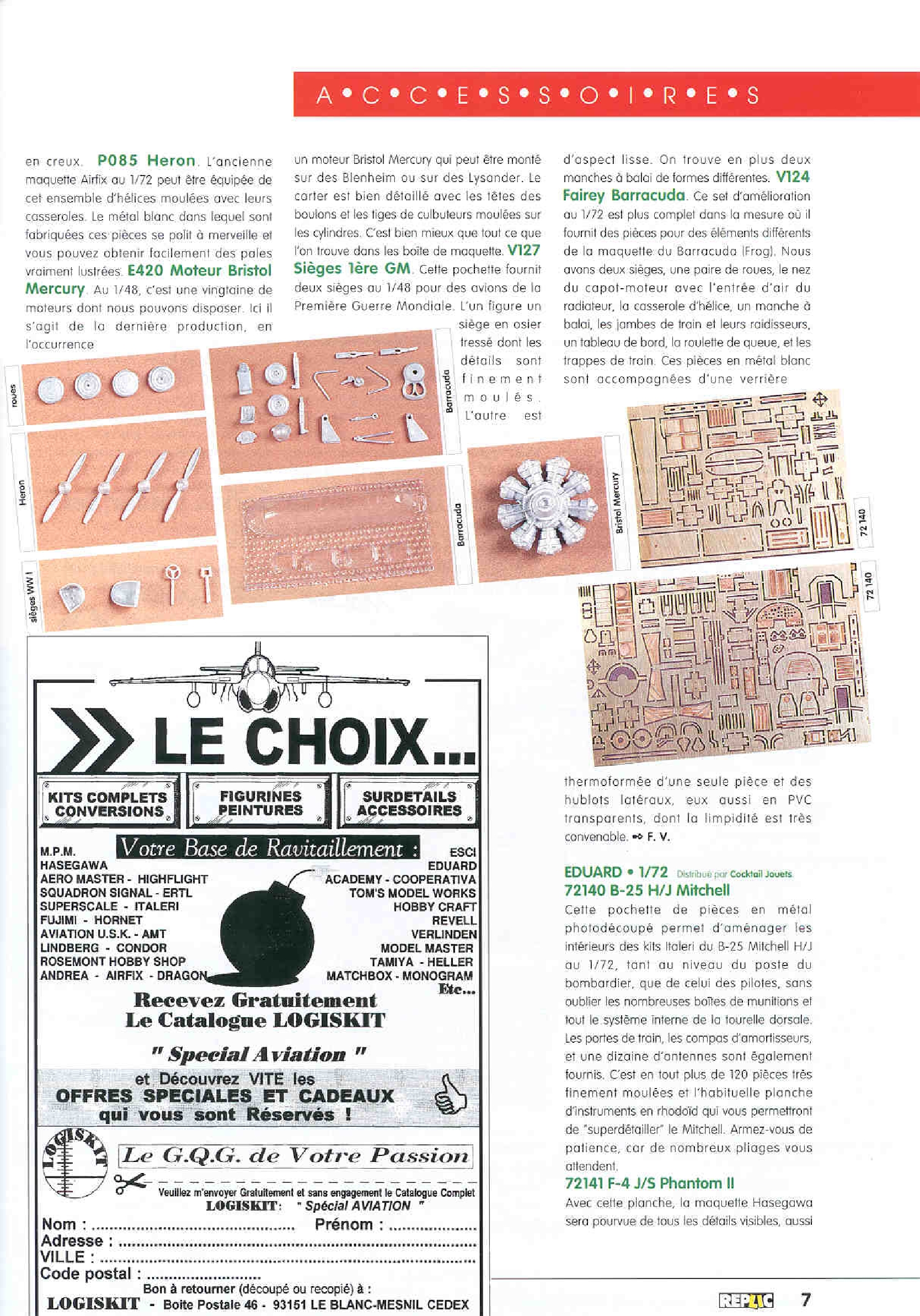 Replic 041- Buccaneer SB2, SBD-3 Dountless, Fokker E III